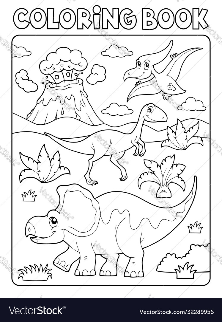 Coloring book dinosaur composition image 2