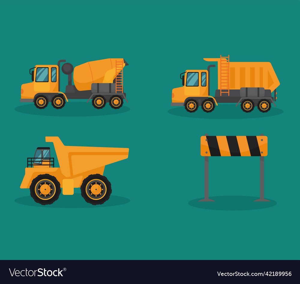 Construction vehicles four icons