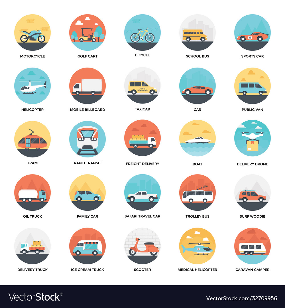 Creative flat icons transportation