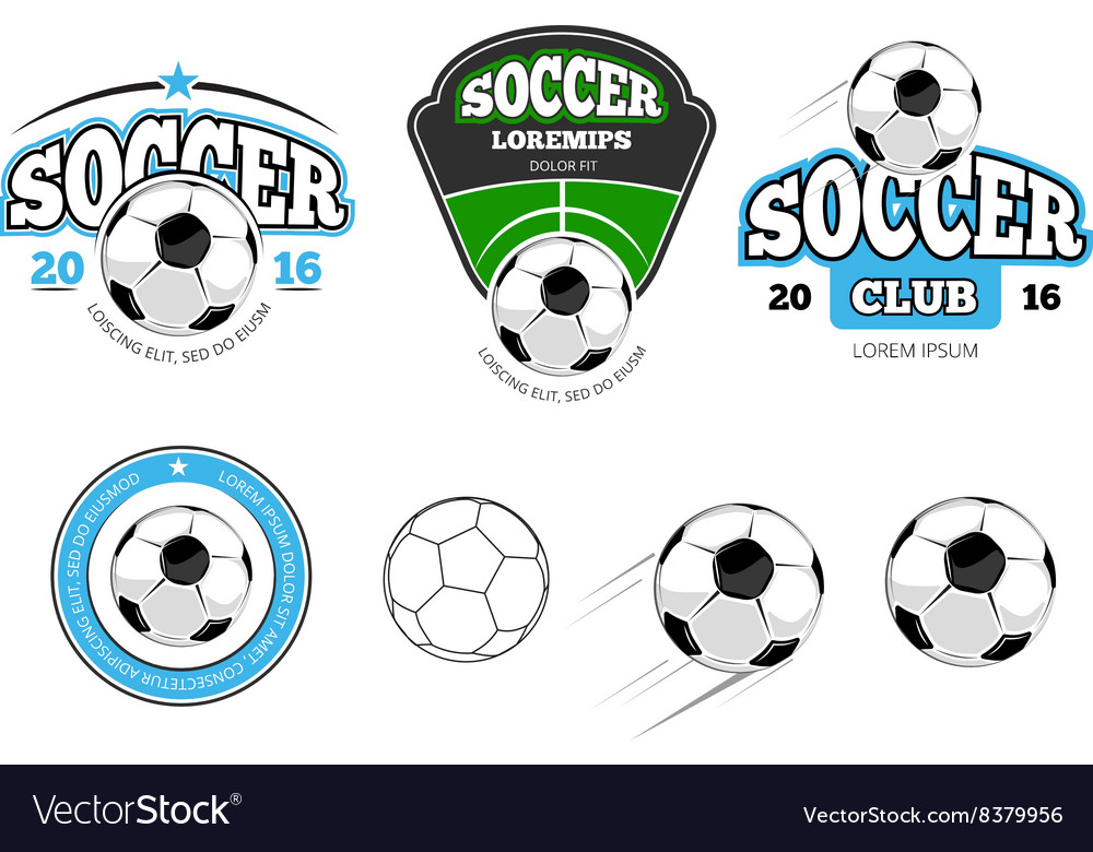 European football soccer labels emblems Royalty Free Vector