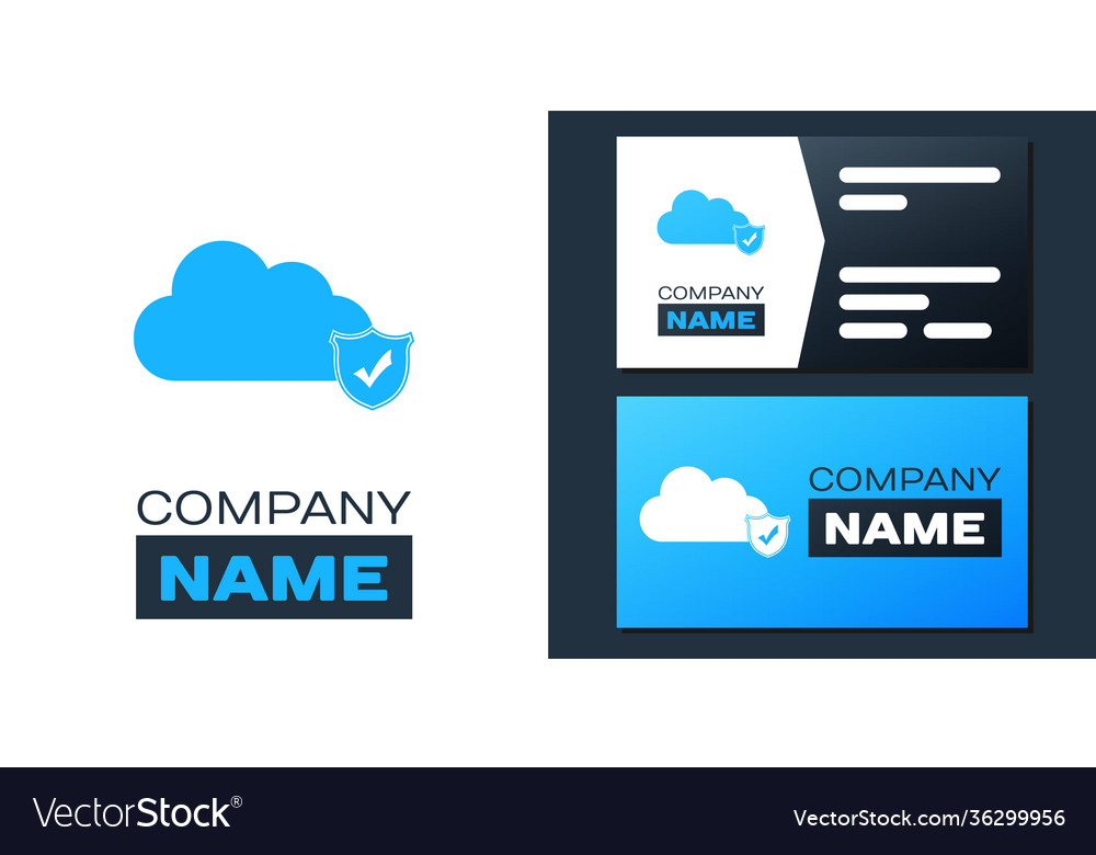 Logotype cloud and shield with check mark icon