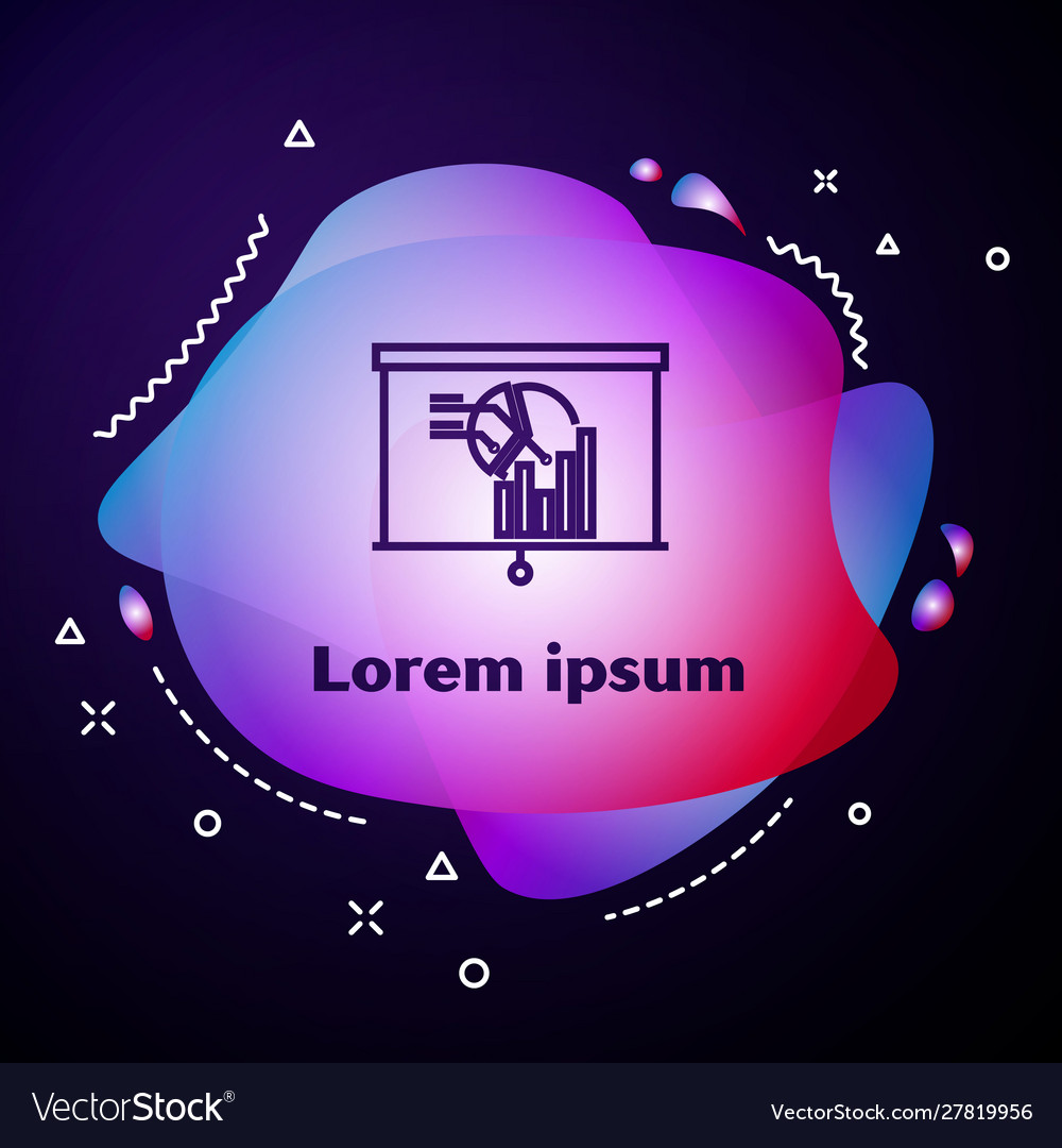 Purple line board with graph chart icon isolated