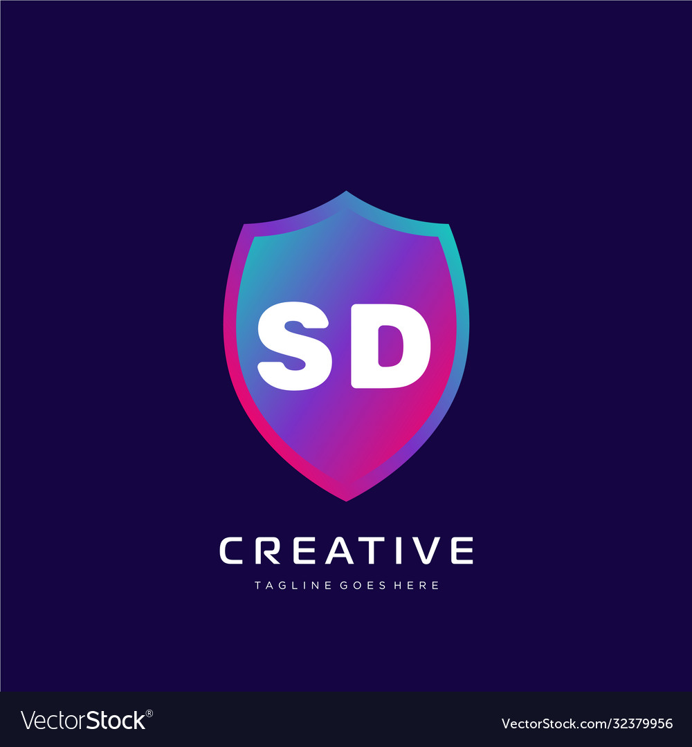 Sd initial logo with colorful template