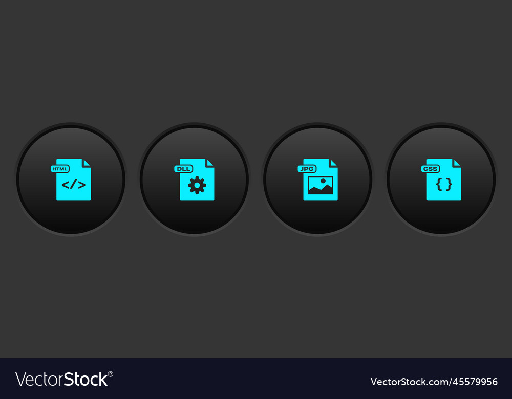 Legen Sie HTML-Datei Dokument dll jpg und css-Symbol vector image Legen Sie HTML-Datei Dokument dll jpg und css-Symbol