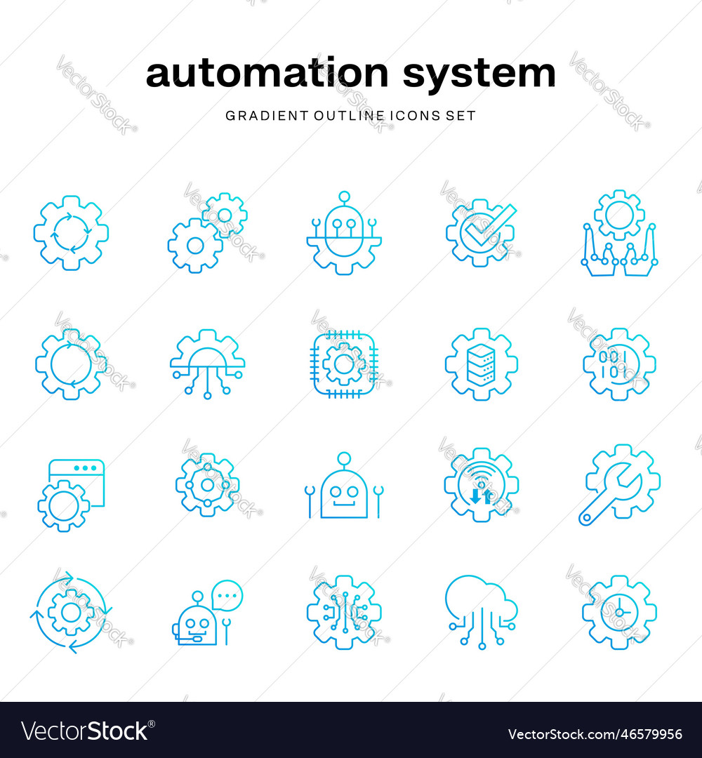 Set of gradient outline icons for auto automation