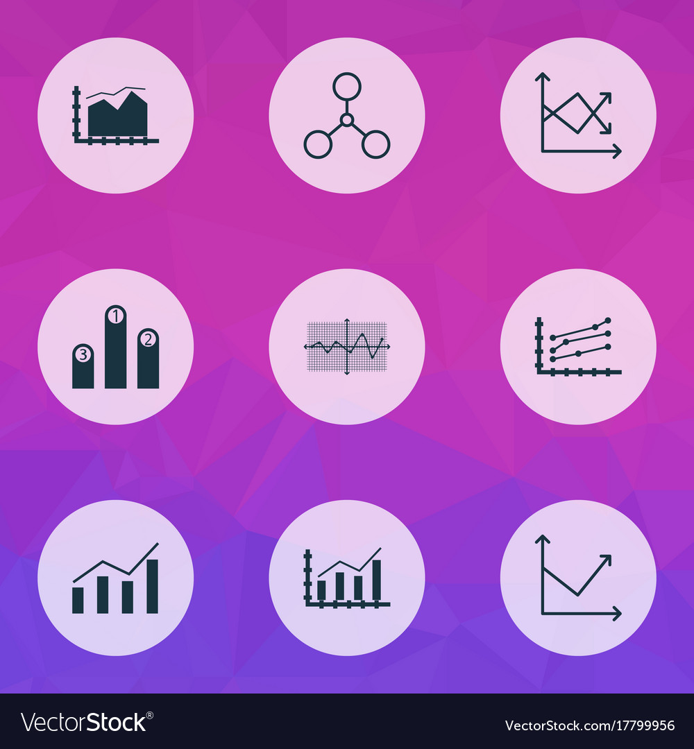Set of graphs diagrams and statistics icons