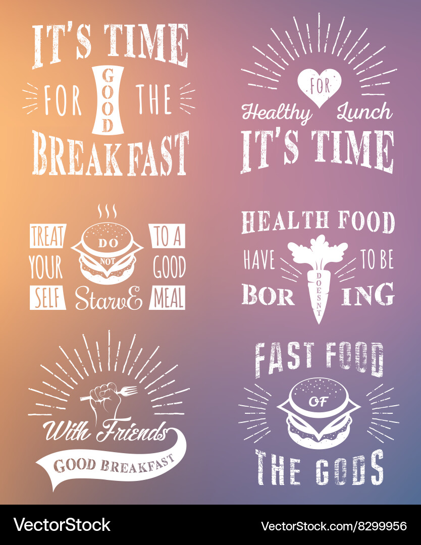 Set vintage food typographic quotes Royalty Free Vector