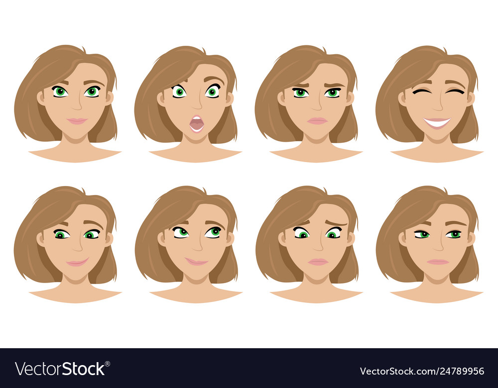 The set expressions on girls face Royalty Free Vector Image