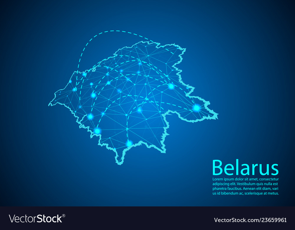 Belarus map with nodes linked by lines concept Vector Image Belarus map with nodes linked by lines concept