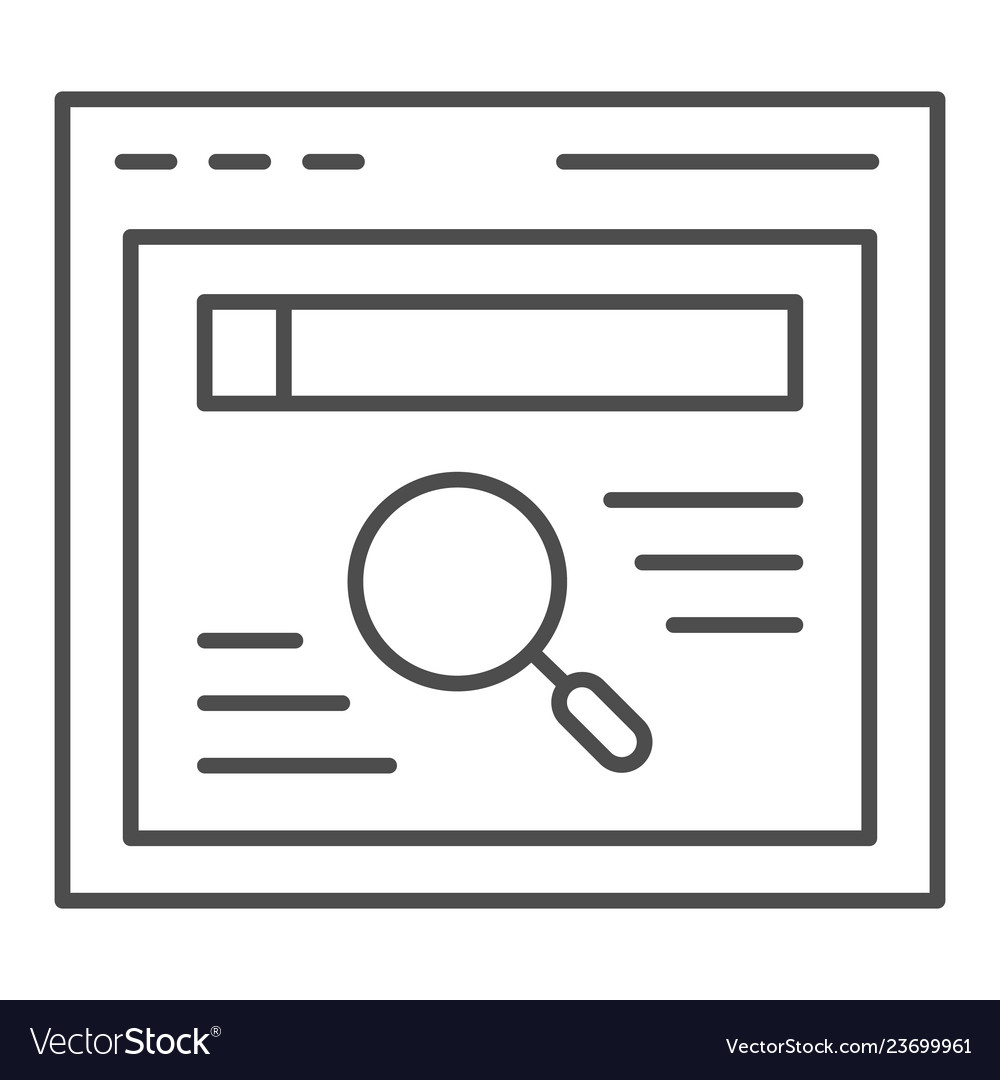 Browser search thin line icon web vector image Browser search thin line icon web