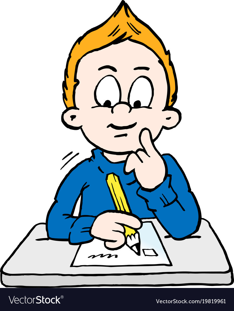 Cartoon Of A Thoughtful School Boy Royalty Free Vector Image