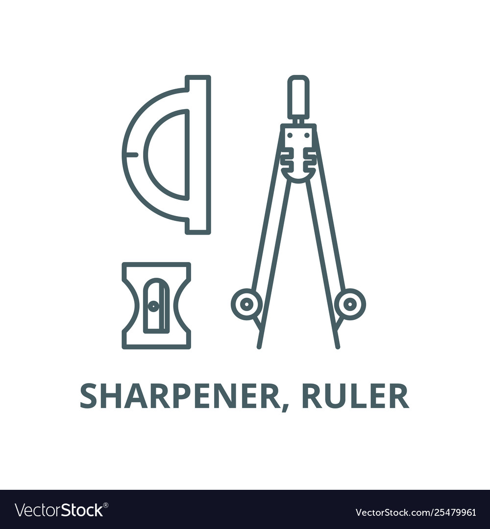 Compass sharpener ruler line icon linear