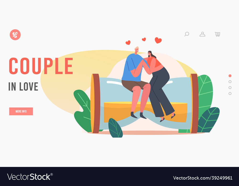 Couple in love landing page template happy loving