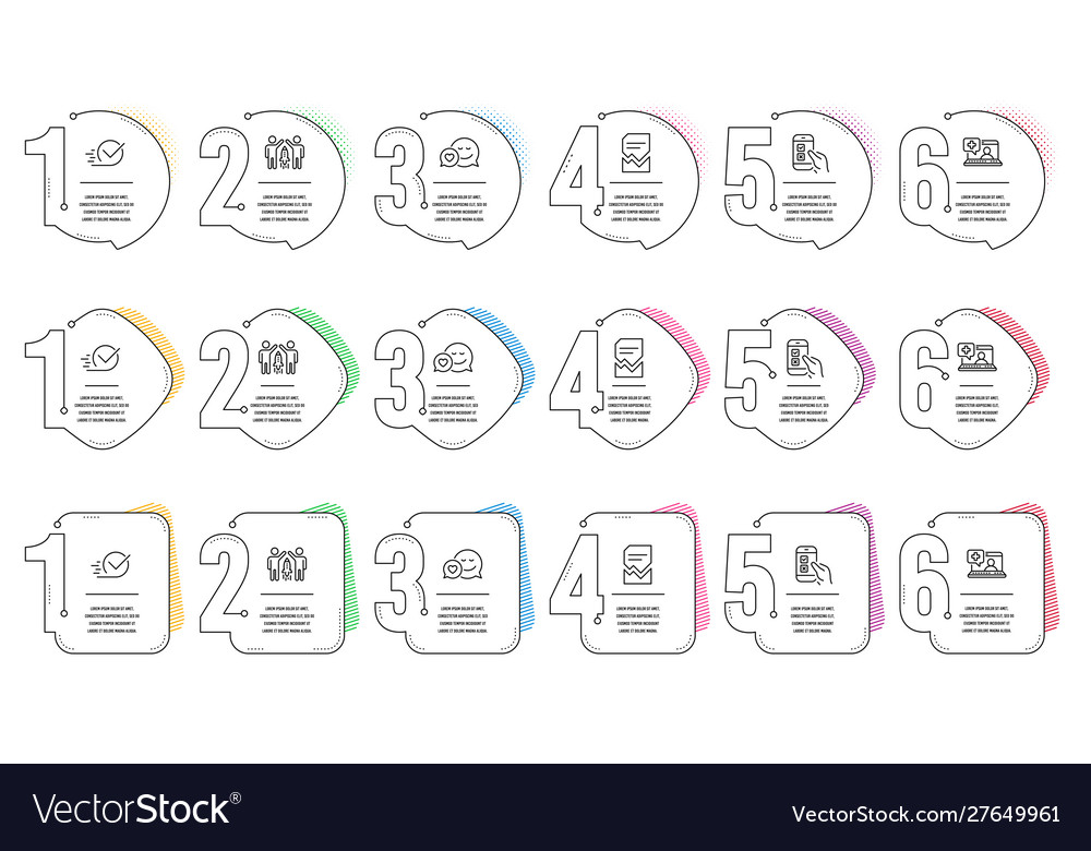 Dating mobile survey and checkbox icons set