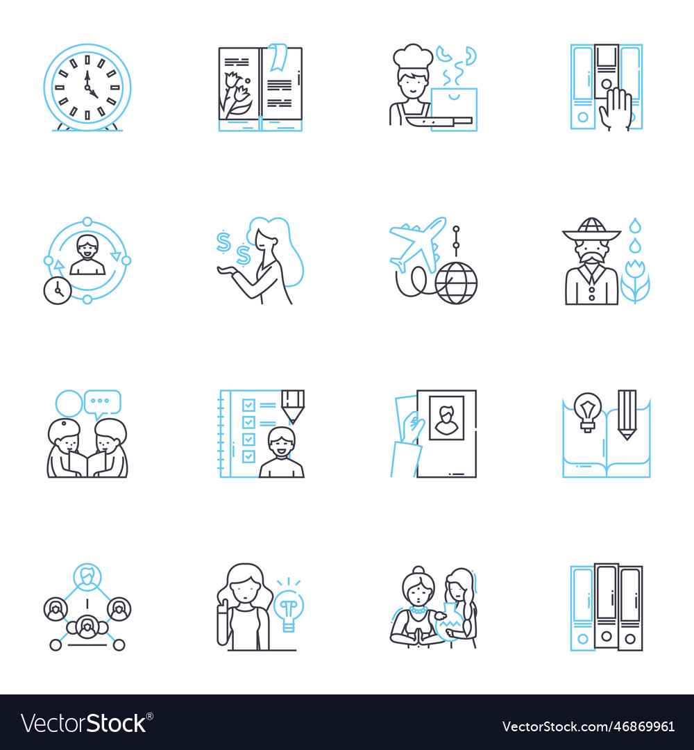 Desk organizers linear icons set drawer file vector image Desk organizers linear icons set drawer file