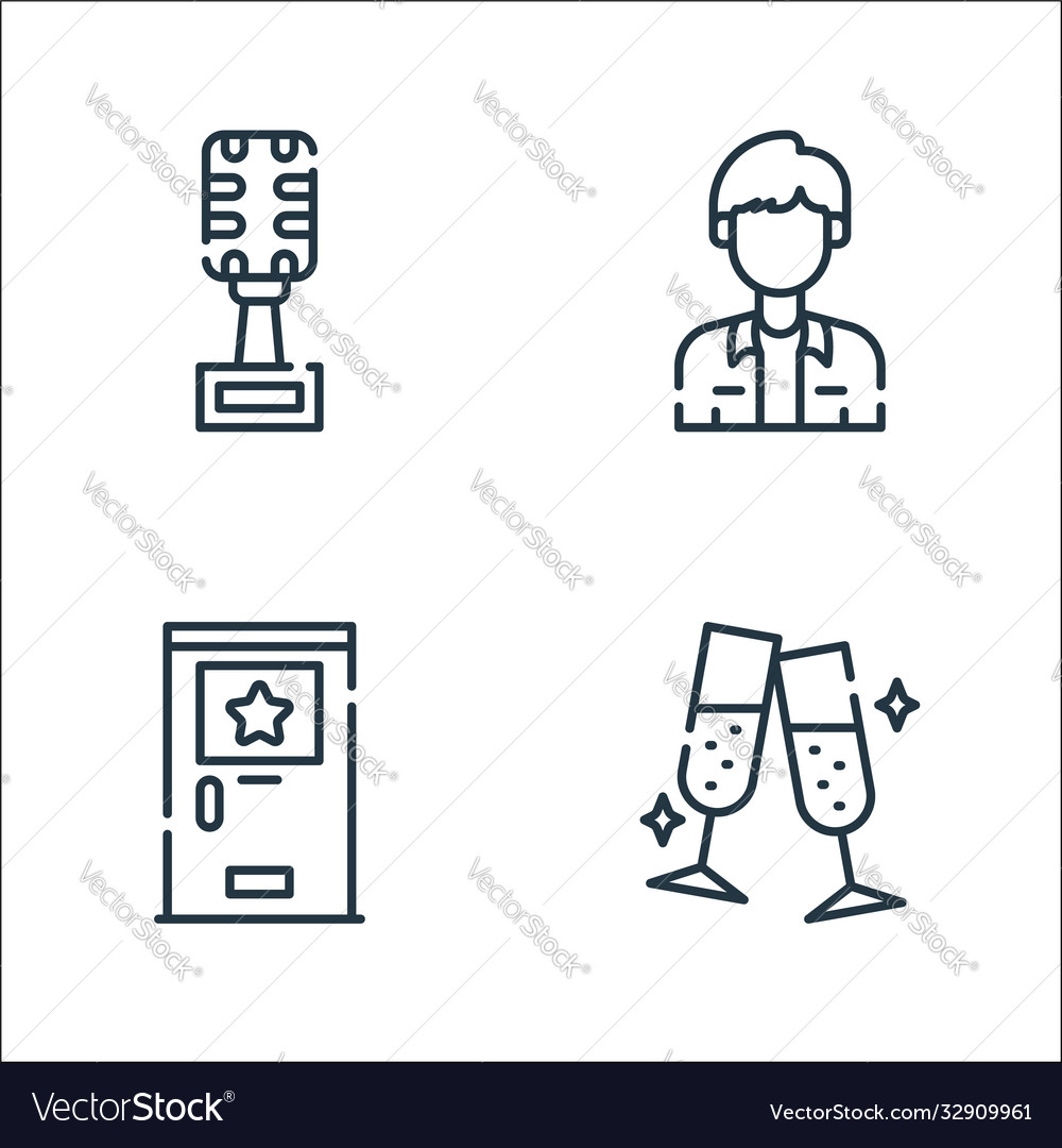 Fame line icons linear set quality vector image Fame line icons linear set quality