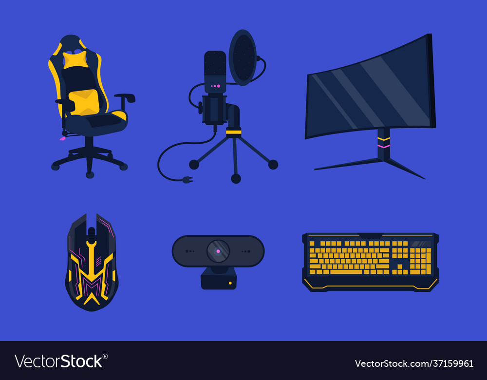 Flat game streamer elements set