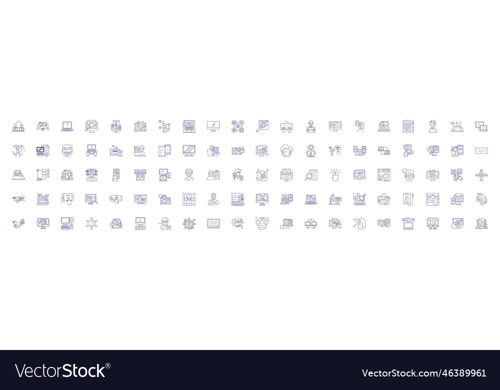 Geek nerds line icons signs set design collection vector image Geek nerds line icons signs set design collection