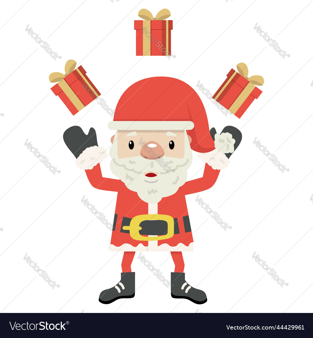 Happy santa claus werfendes Geschenk Cartoon