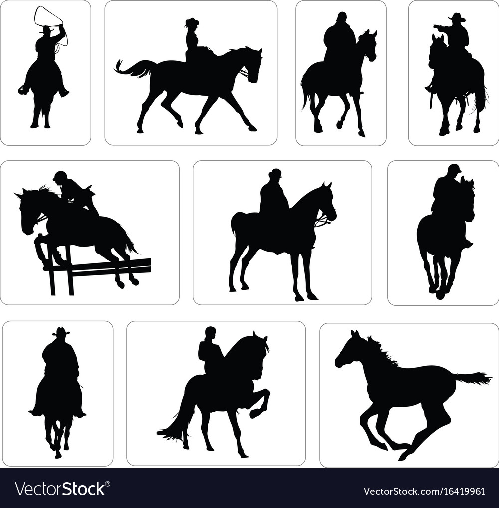 Horse Rider Silhouettes - Equestrian Art