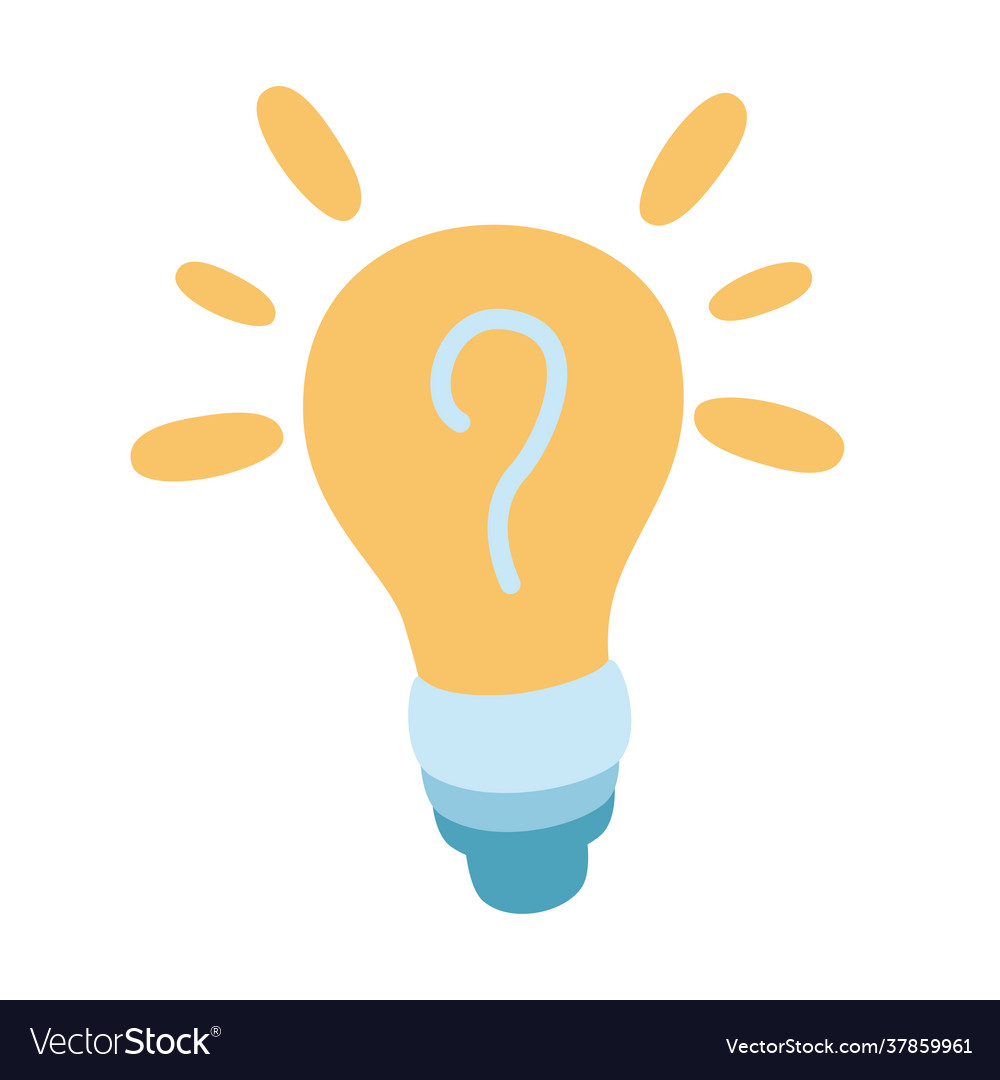 Light bulb lamp icon with question mark inside vector image Light bulb lamp icon with question mark inside