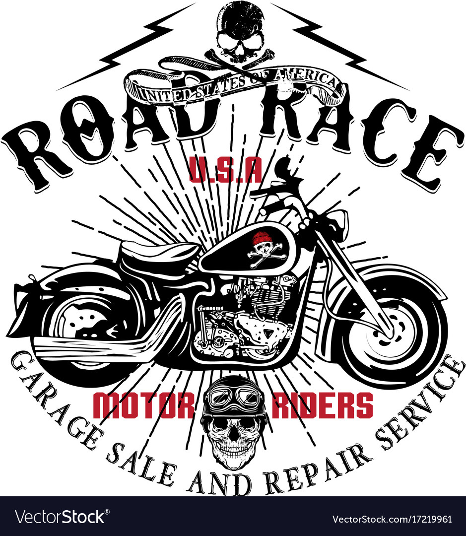 Download Motorcycle label t-shirt design with of custom Vector Image