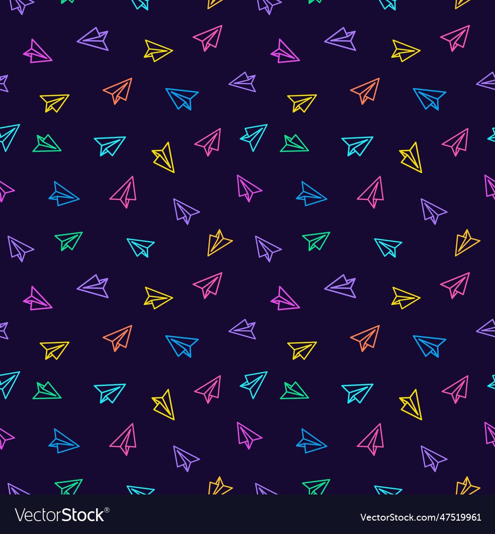 Paper plane seamless pattern colorful line style Vector Image Paper plane seamless pattern colorful line style