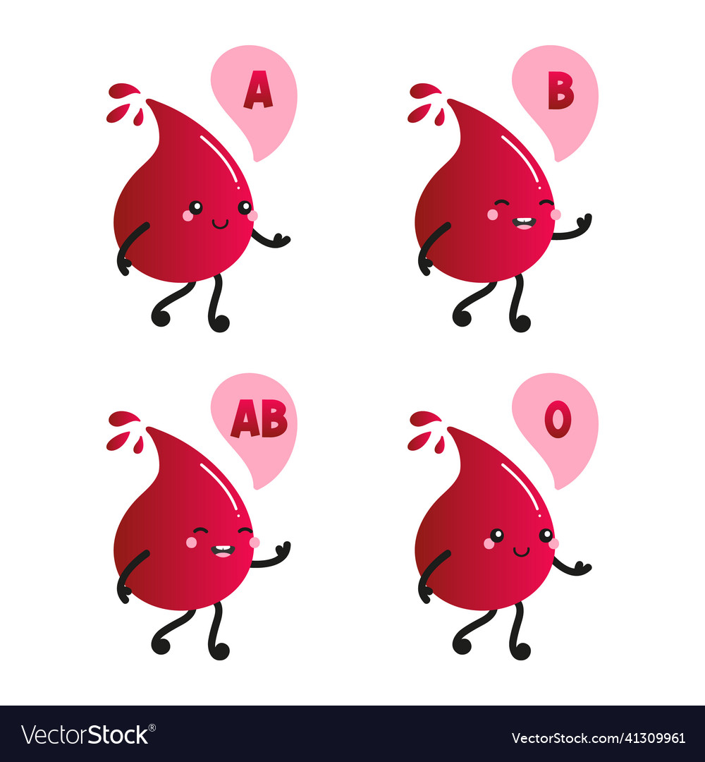 Red Blood Drops Characters With Type Labels Vector Image