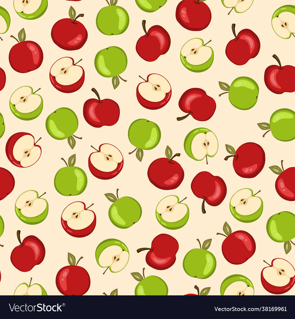 Seamless pattern with apple on white background Vector Image Seamless pattern with apple on white background