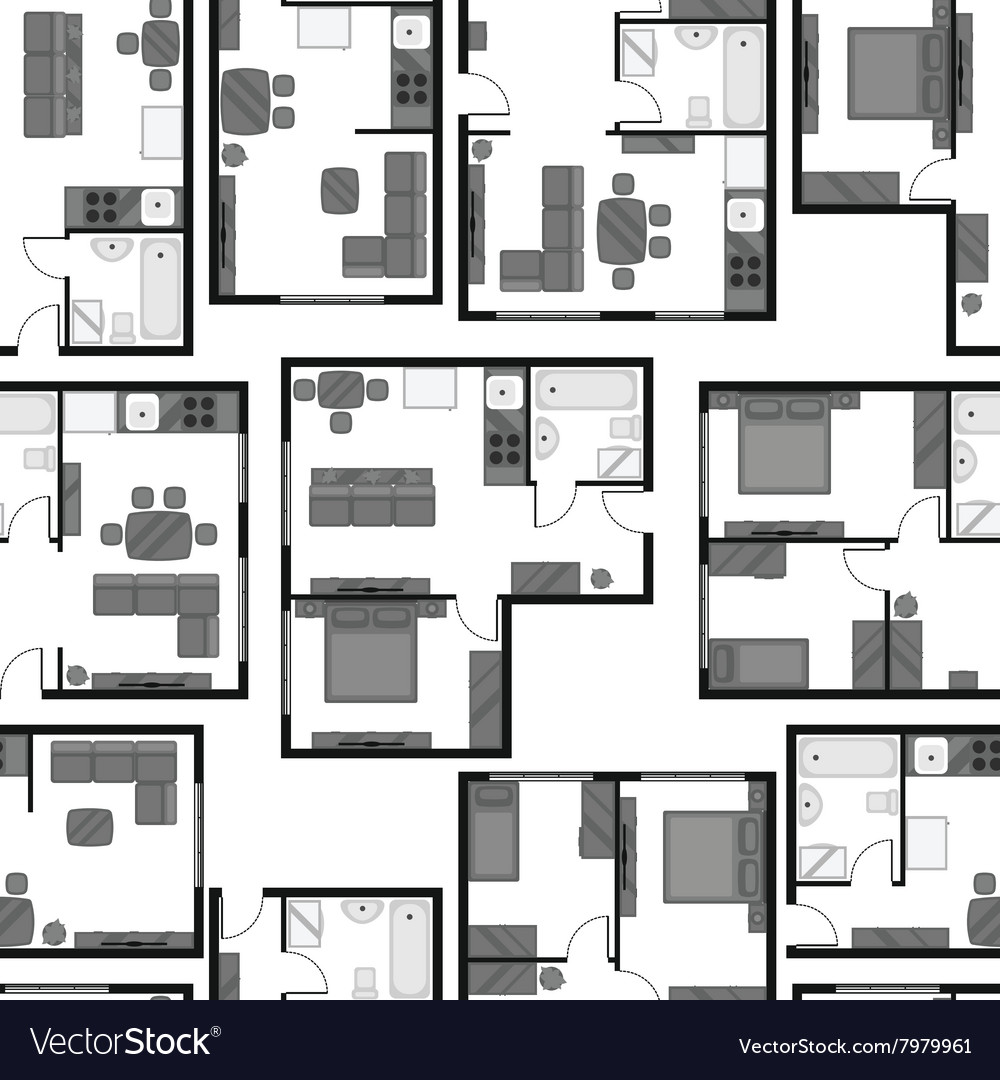 Seamless pattern with architectural projects