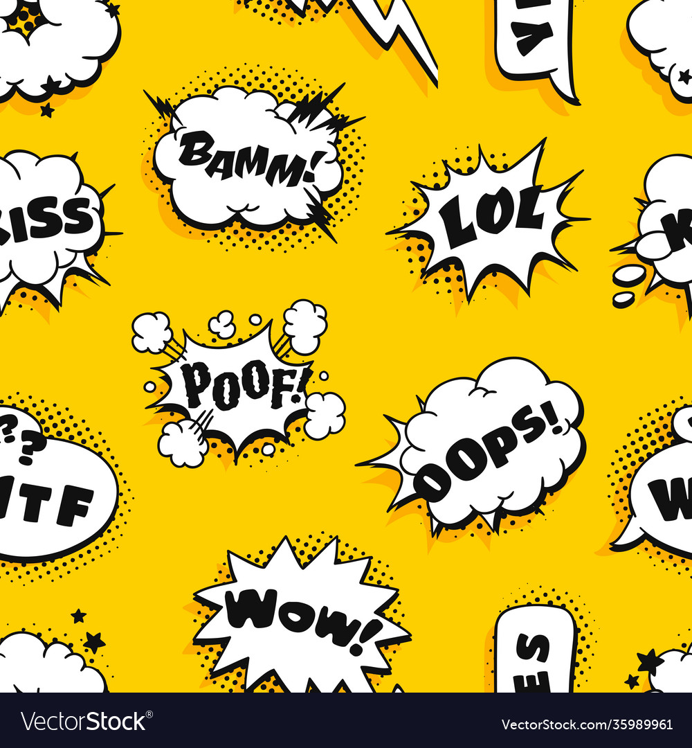 Seamless pattern with pop art speech bubble Vector Image Seamless pattern with pop art speech bubble