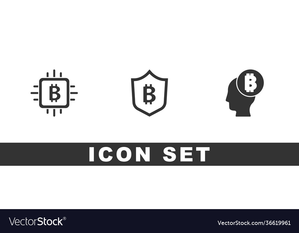 Set cpu mining farm shield with bitcoin vector image Set cpu mining farm shield with bitcoin