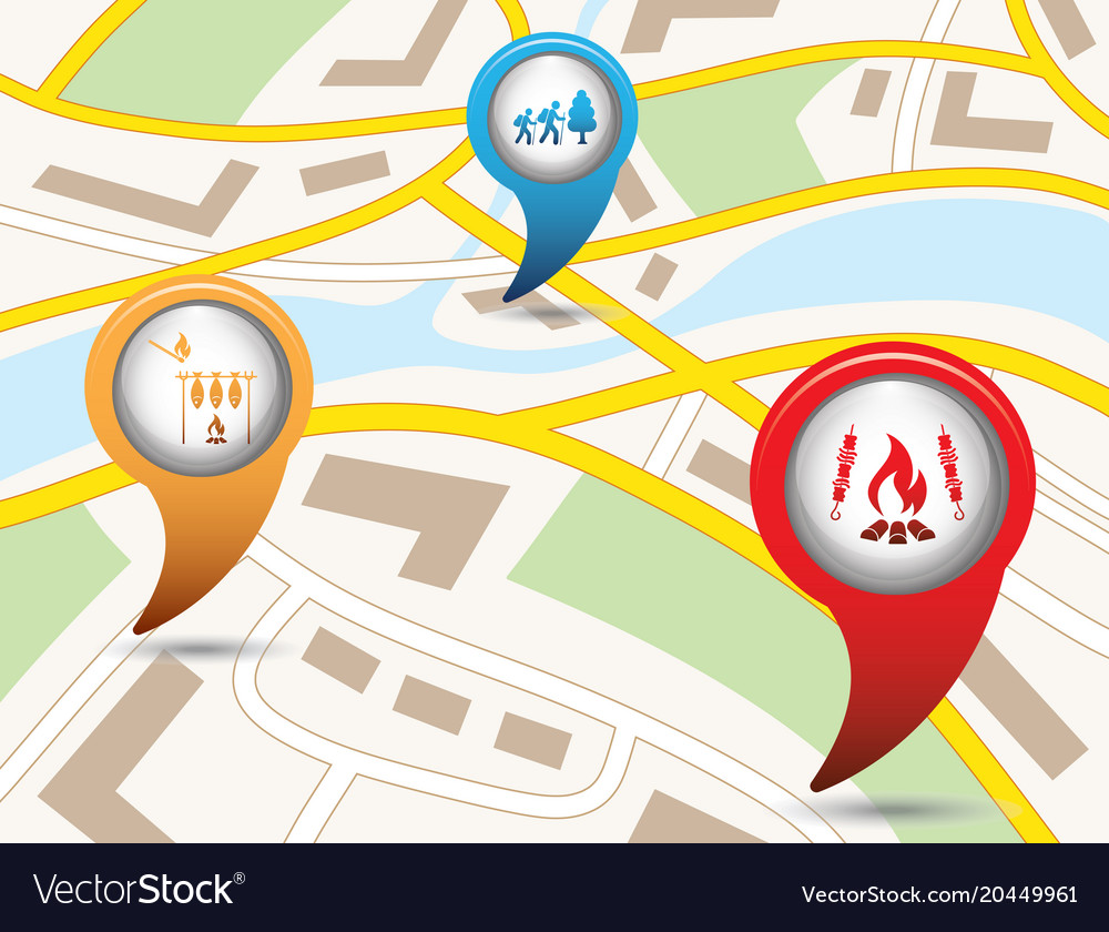 Set of tourism service map pointers