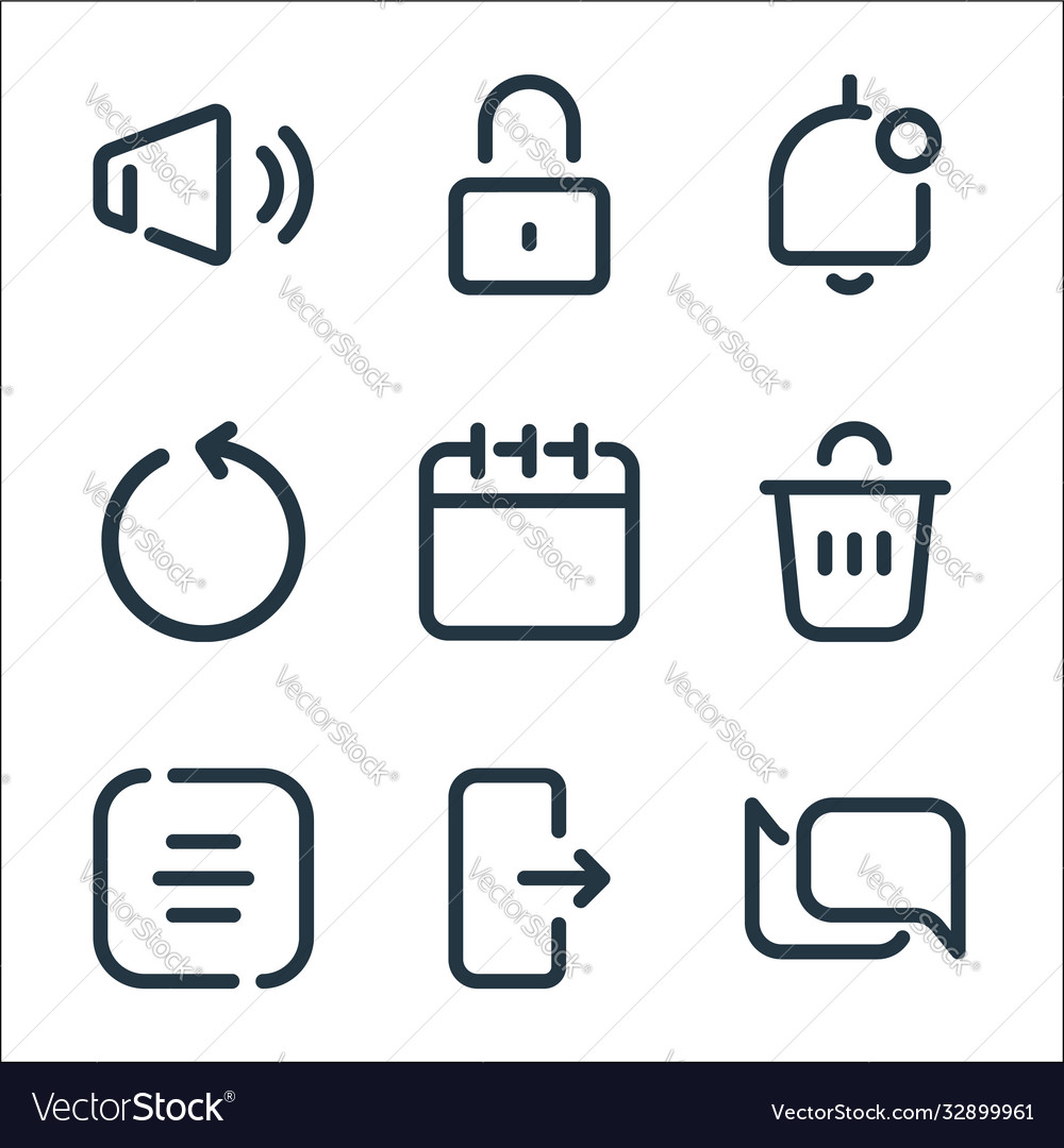User interface line icons linear set quality vector image User interface line icons linear set quality
