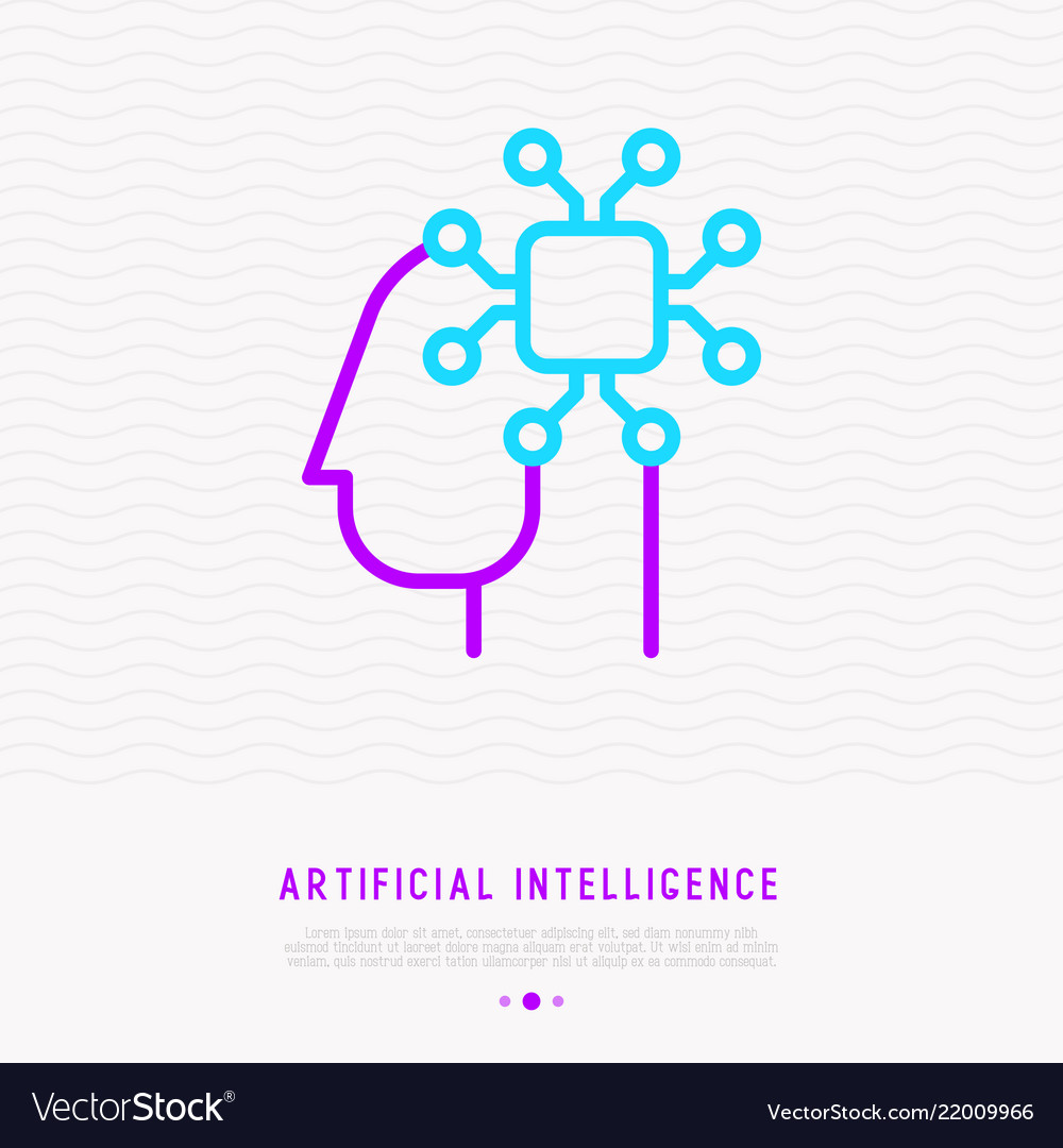 Artificial intelligence thin line icon vector image Artificial intelligence thin line icon