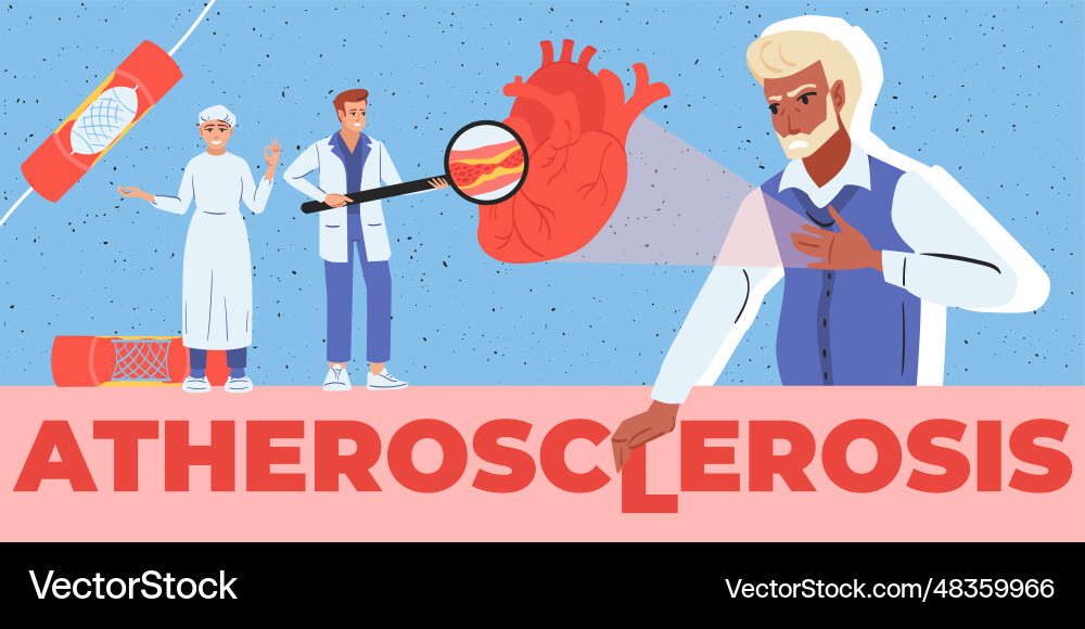 Atherosclerosis Artery Flat Collage Royalty Free Vector