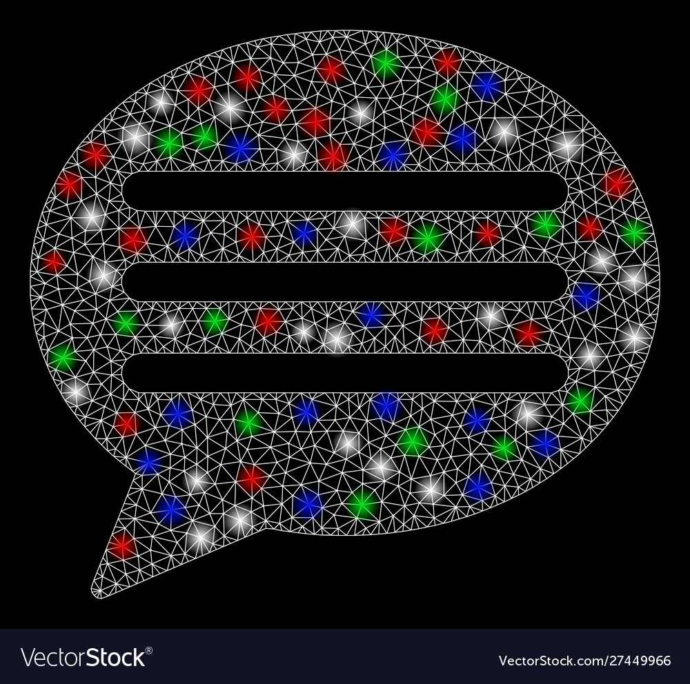 Bright mesh wire frame message cloud with flare vector image Bright mesh wire frame message cloud with flare