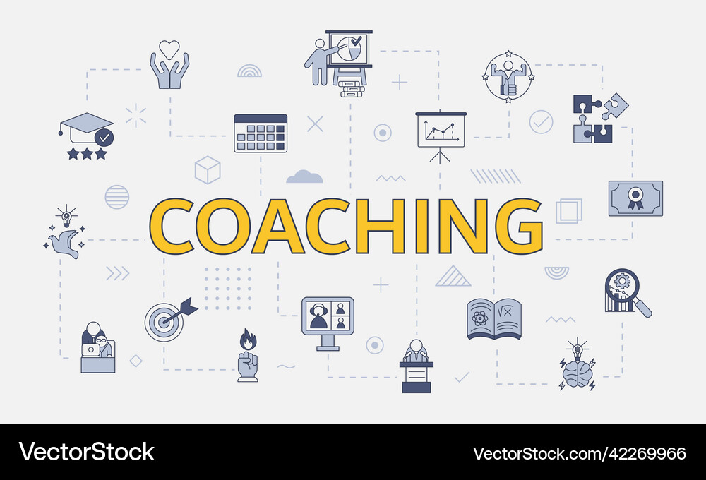 Business coaching concept with icon set big Vector Image