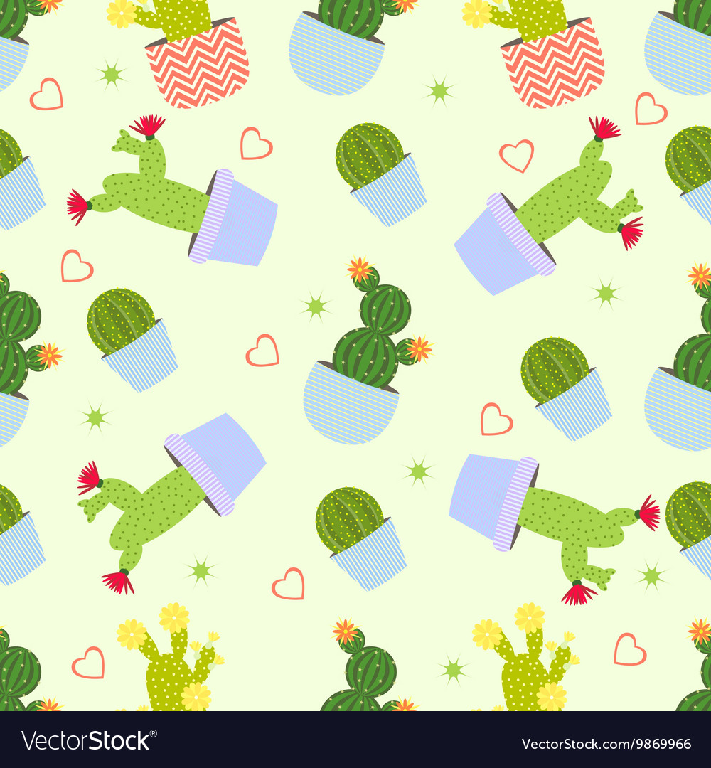 Cactus pattern background seamless