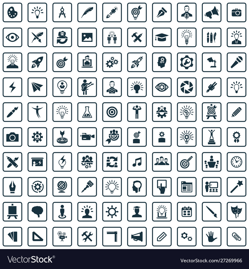 Creative process 100 icons universal set for web