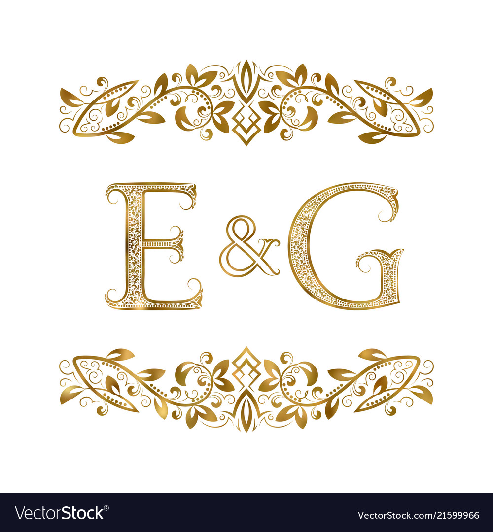 E And G Vintage Initials Logo Symbol Royalty Free Vector