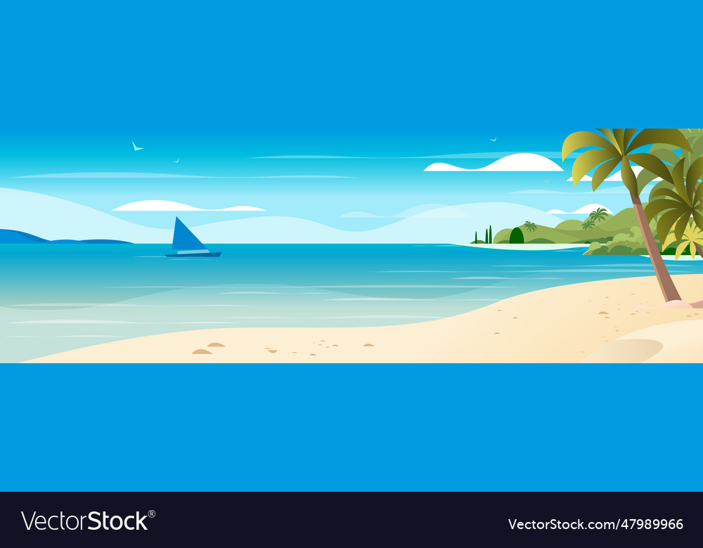 Empty Tropical Beach Seaside View Sea Vacation Vector Image