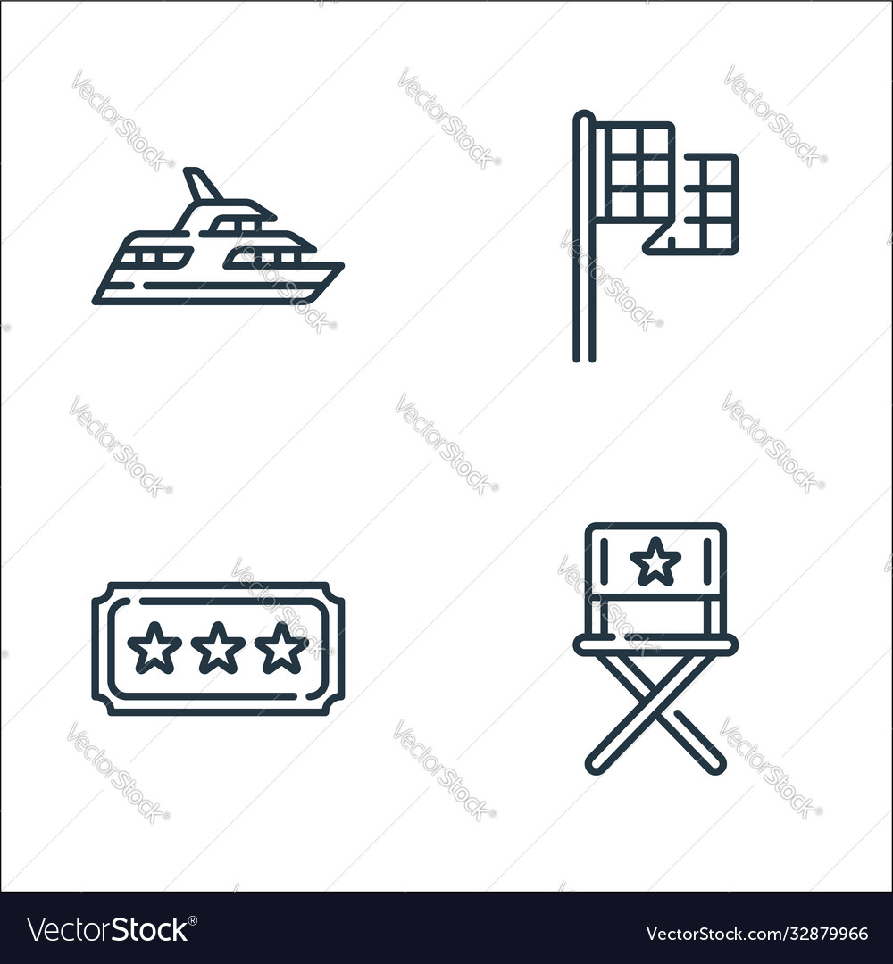 Fame line icons linear set quality vector image Fame line icons linear set quality
