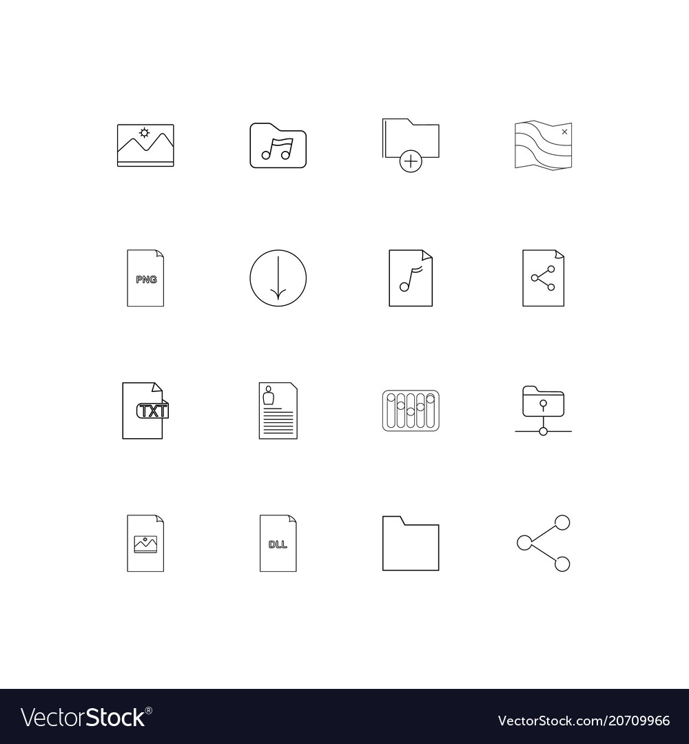 Files and folders sign simple linear icons set
