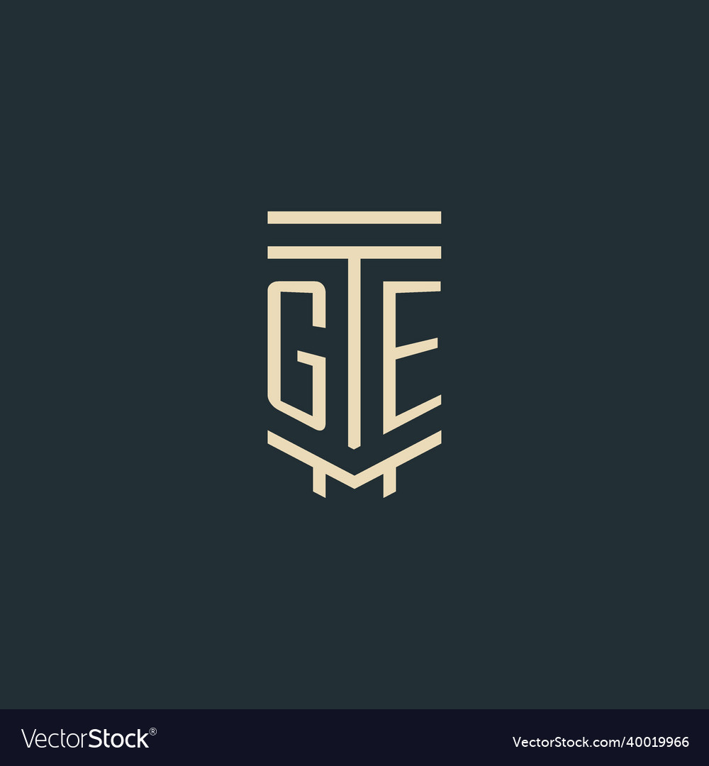 Ge initial monogram with simple line art pillar Vector Image Ge initial monogram with simple line art pillar