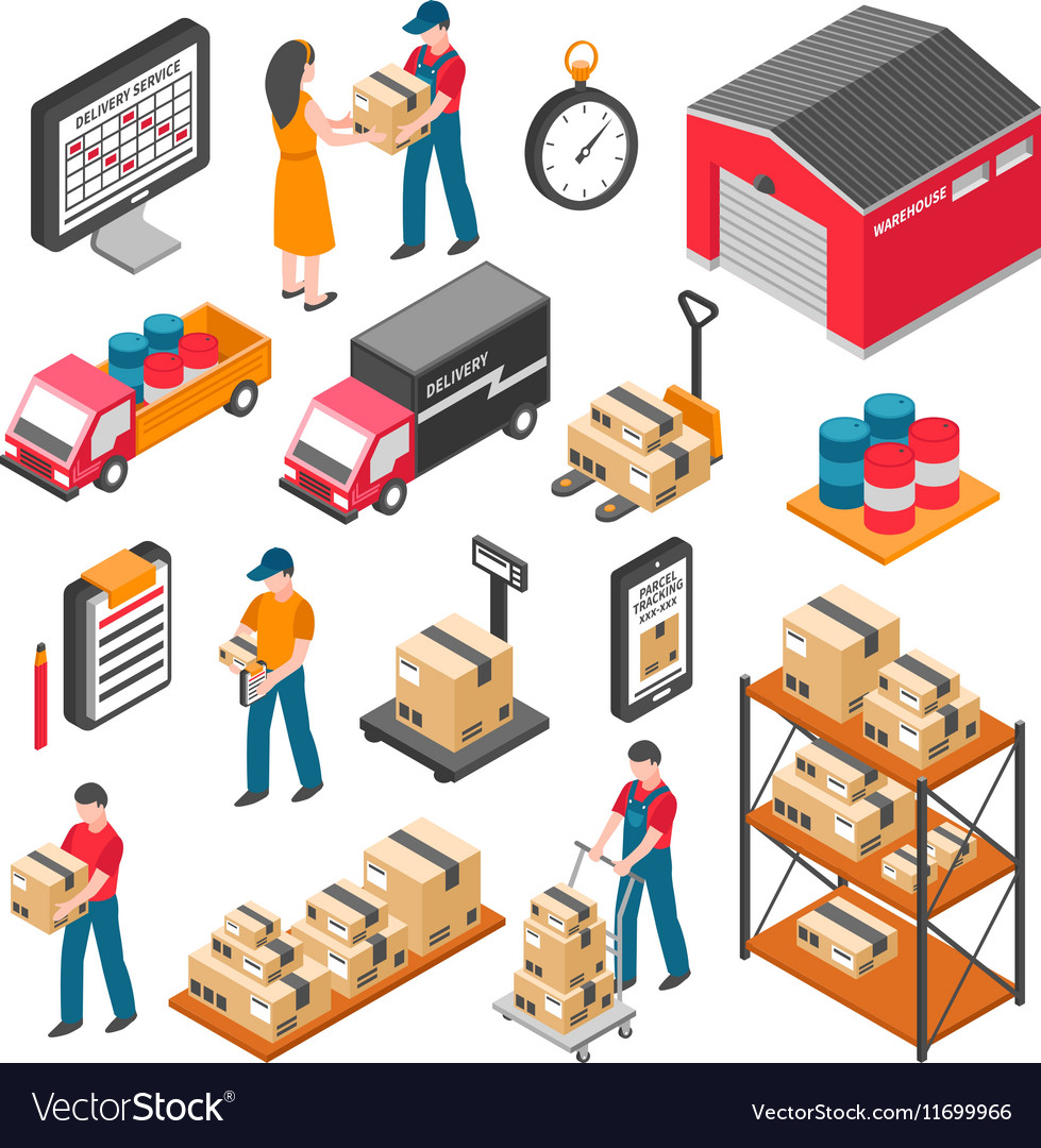 Logistics and delivery isometric icons set Vector Image