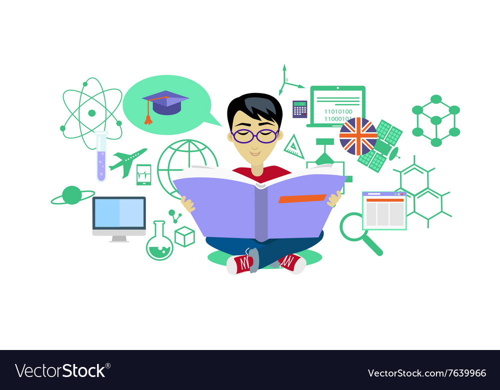 Process learning icon flat design Royalty Free Vector Image