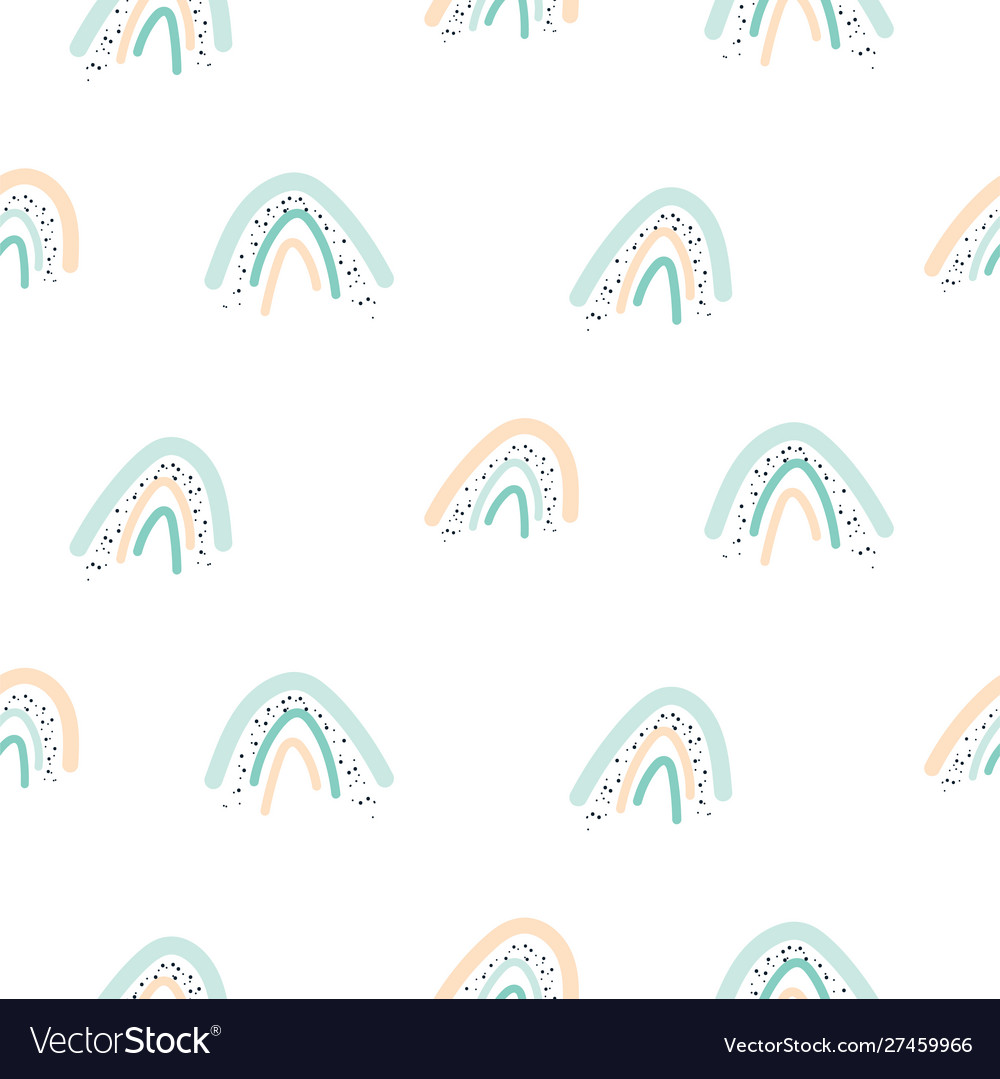 Seamless pattern with pastel color rainbow shapes