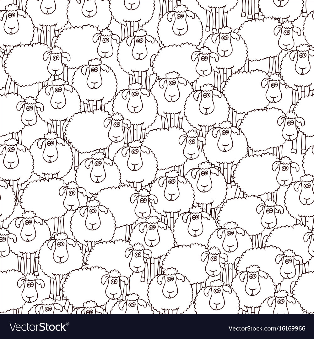 Seamless pattern with sheep