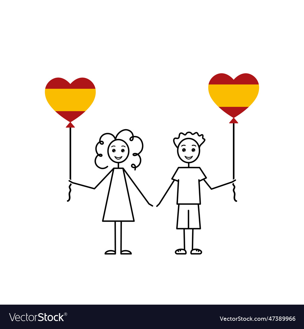 Spanish Children Love Spain Sketch Girl And Boy Vector Image